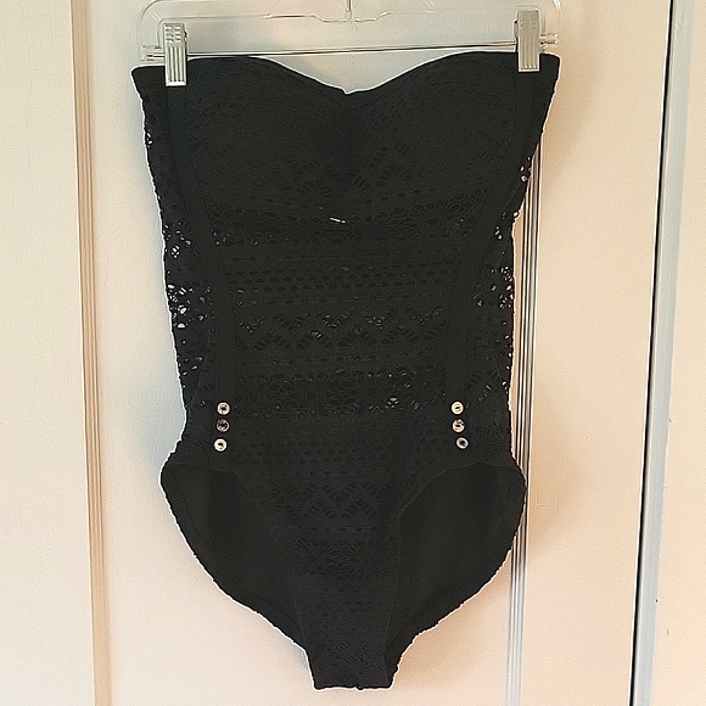 Black Crochet One Piece